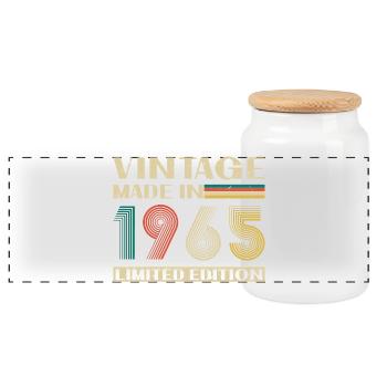 1965 Vintage Rétro Cadeau D'anniversaire - Boîte à biscuits avec couvercle en bois - blanc - Devant