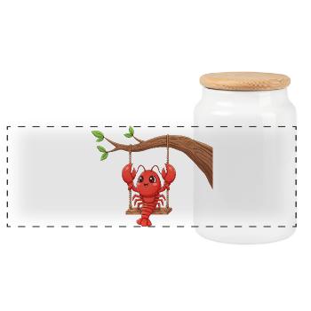 Mignon homard dessin animé Sea Animal Water Swing - Boîte à biscuits avec couvercle en bois - blanc - Devant