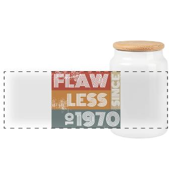 55ème Anniversaire Sans défaut depuis 10/1970 - Boîte à biscuits avec couvercle en bois - blanc - Devant