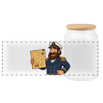 Capitaine Carte au trésor dessin animé - Boîte à biscuits avec couvercle en bois - blanc - Devant