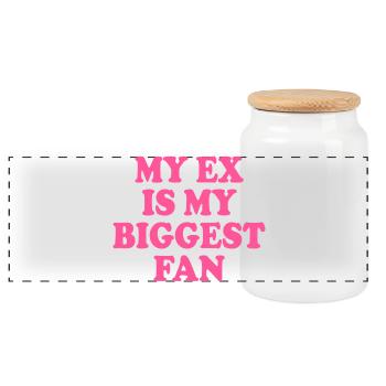my ex is my biggest fan - Panorama Keksdose mit Holzdeckel - Weiß - Vorne