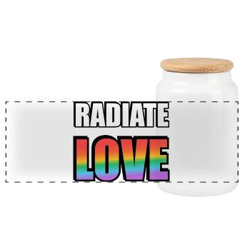 Strahlen Sie Liebe Regenbogen aus - Panorama Keksdose mit Holzdeckel - Weiß - Vorne