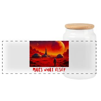 Mars Story: Red World Exploration - Panoramic Cookie Jar with Wooden Lid - white - Front
