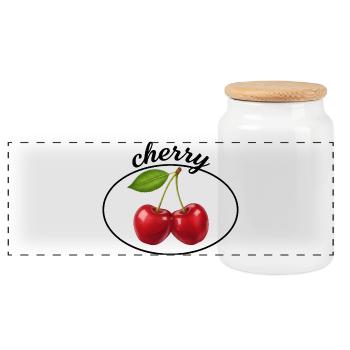 Emblème Duo Cerise - Boîte à biscuits avec couvercle en bois - blanc - Devant