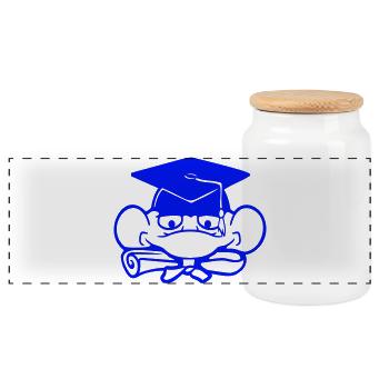 Frosch Schulabschluss Abitur bestanden College süß - Panorama Keksdose mit Holzdeckel - Weiß - Vorne