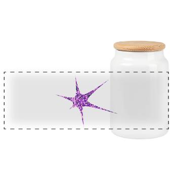 Lila Glitzer Starburst Funkeln - Panorama Keksdose mit Holzdeckel - Weiß - Vorne