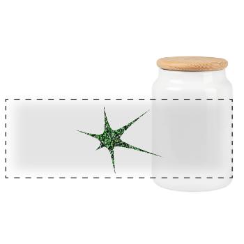 Grüner Glitzer Starburst Sparkle - Panorama Keksdose mit Holzdeckel - Weiß - Vorne