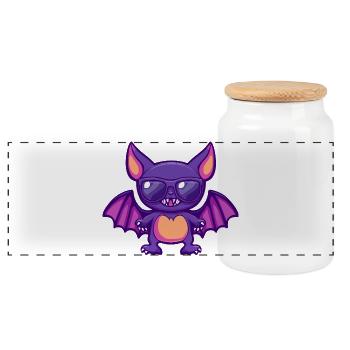 Fledermaus Halloween - Panorama Keksdose mit Holzdeckel - Weiß - Vorne