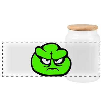 frog angry angry angry angry unhappy upset cute - Panoramic Cookie Jar with Wooden Lid - white - Front
