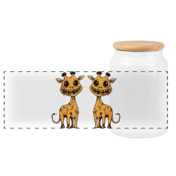 Giraffe Halloween Team Funny - Panoramic Cookie Jar with Wooden Lid - white - Front