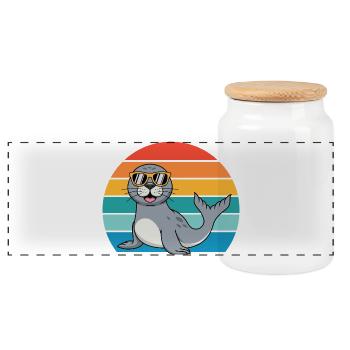 Seal Retro Seal Sunglasses Seal - Panoramic Cookie Jar with Wooden Lid - white - Front