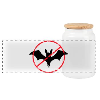 Keine Fledermäuse Schild verboten Halloween lustig - Panorama Keksdose mit Holzdeckel - Weiß - Vorne
