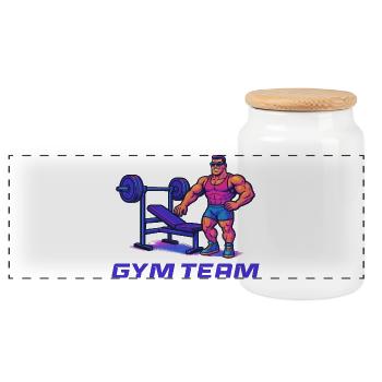 Bodybuilder Gym Bande dessinée - Boîte à biscuits avec couvercle en bois - blanc - Devant