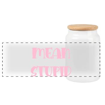 Ich bin gemein – freche Pink Typo - Panorama Keksdose mit Holzdeckel - Weiß - Vorne