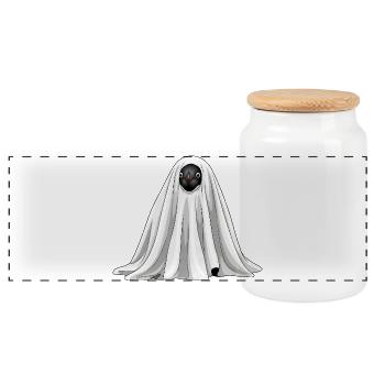 Funny Halloween Penguin Ghost Monster Cartoon - Panoramic Cookie Jar with Wooden Lid - white - Front