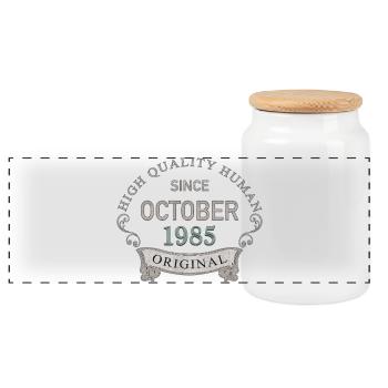 Since_October_1985 - Boîte à biscuits avec couvercle en bois - blanc - Devant