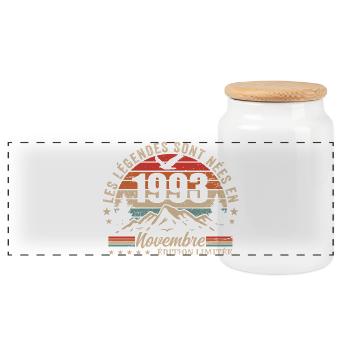 Awesome since November 1993 | November 1993 - Panoramic Cookie Jar with Wooden Lid - white - Front
