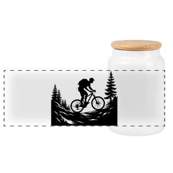 MTB Mountainbike - Panorama Keksdose mit Holzdeckel - Weiß - Vorne