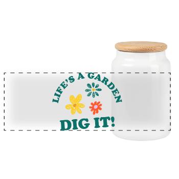 Life's a Garden DIG IT! - Panoramic Cookie Jar with Wooden Lid - white - Front