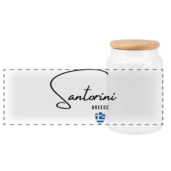 Elegantes Design Santorini, griechischer Stolz - Panorama Keksdose mit Holzdeckel - Weiß - Vorne
