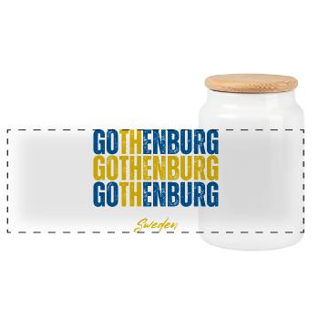 Göteborg, Schweden, ich liebe Schweden - Panorama Keksdose mit Holzdeckel - Weiß - Vorne