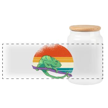 Caméléon du coucher de soleil - Boîte à biscuits avec couvercle en bois - blanc - Devant