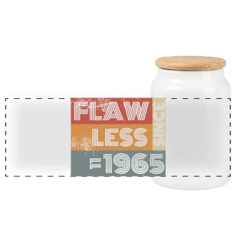 60th Birthday Flawless since 11/1965 - Panoramic Cookie Jar with Wooden Lid - white - Front