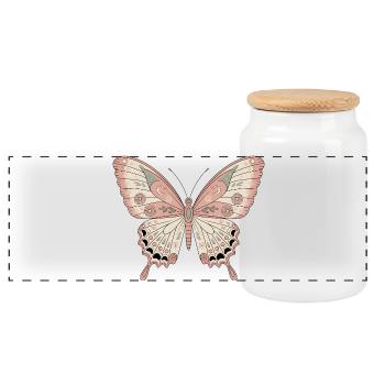 Papillon bohème - Boîte à biscuits avec couvercle en bois - blanc - Devant