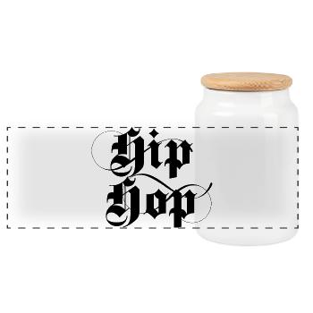 Gothic hip hop music logo - Panoramic Cookie Jar with Wooden Lid - white - Front