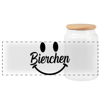 Bière Smile - Boîte à biscuits avec couvercle en bois - blanc - Devant