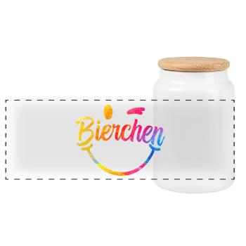 Beer rainbow lettering - Panoramic Cookie Jar with Wooden Lid - white - Front