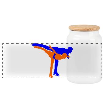 Figure skating - Panoramic Cookie Jar with Wooden Lid - white - Front