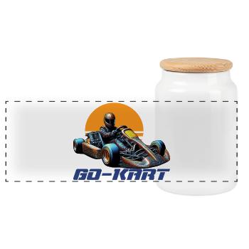 Go-Kart Sunrise Racer - Panoramic Cookie Jar with Wooden Lid - white - Front
