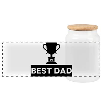 Number 1 Best Dad Bold Typography - Panoramic Cookie Jar with Wooden Lid - white - Front