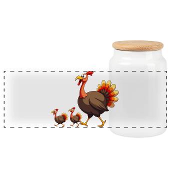 Thanksgiving Truthahn Baby - Panorama Keksdose mit Holzdeckel - Weiß - Vorne