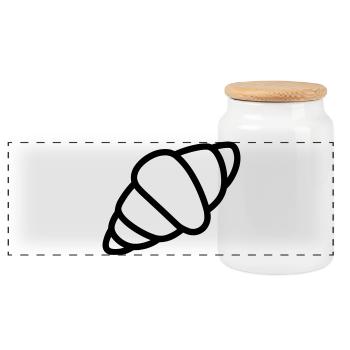 croissant - Boîte à biscuits avec couvercle en bois - blanc - Devant