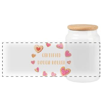 Certified Dough Roller - Cookies - Panoramic Cookie Jar with Wooden Lid - white - Front