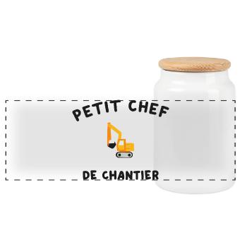 Petit Chef de Chantier Engin de Construction - Boîte à biscuits avec couvercle en bois - blanc - Devant