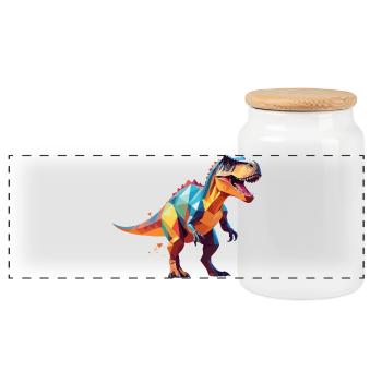 Dino2 - Boîte à biscuits avec couvercle en bois - blanc - Devant
