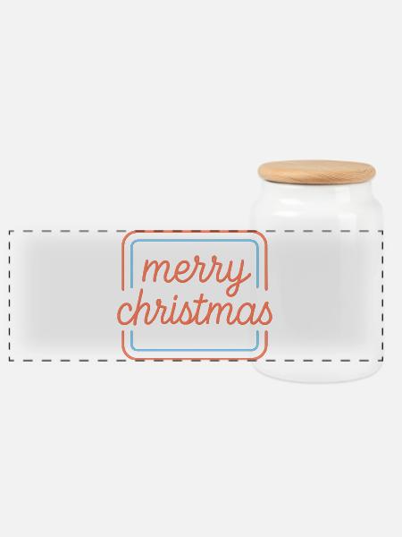 Neon Merry Christmas Schriftzug - Panorama Keksdose mit Holzdeckel - Weiß