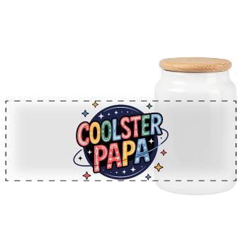 Coolest Dad - Imprimé papa rétro coloré - Boîte à biscuits avec couvercle en bois - blanc - Devant