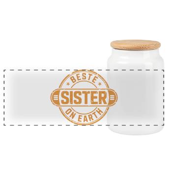 Best Sister - Panoramic Cookie Jar with Wooden Lid - white - Front