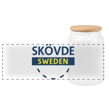 Skövde Sweden Sign Design - Boîte à biscuits avec couvercle en bois - blanc - Devant