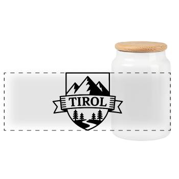 Tyrol - Souvenir Design - Panoramic Cookie Jar with Wooden Lid - white - Front