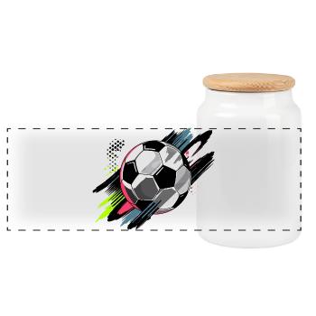 Football dynamique avec des effets de couleur pour les amateurs de sport - Boîte à biscuits avec couvercle en bois - blanc - Devant