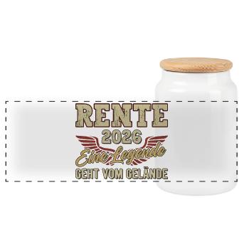 Pension 2026 Pensioner Pensioner Legend Retirement - Panoramic Cookie Jar with Wooden Lid - white - Front