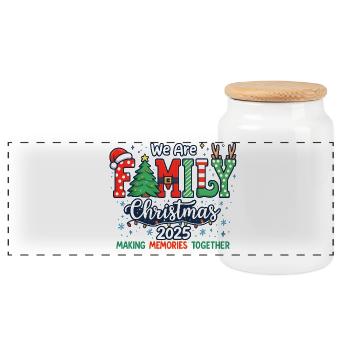 Family Christmas 2025 Memories - Panoramic Cookie Jar with Wooden Lid - white - Front