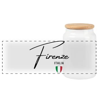 Florence Italy, elegant design of Florence - Panoramic Cookie Jar with Wooden Lid - white - Front