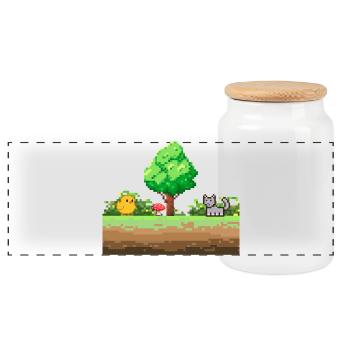 Aventure Pixel Garden - Boîte à biscuits avec couvercle en bois - blanc - Devant