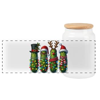 Gurken Weihnachtstruppe Lichter - Panorama Keksdose mit Holzdeckel - Weiß - Vorne